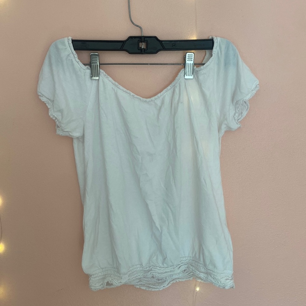white, off the shoulder top